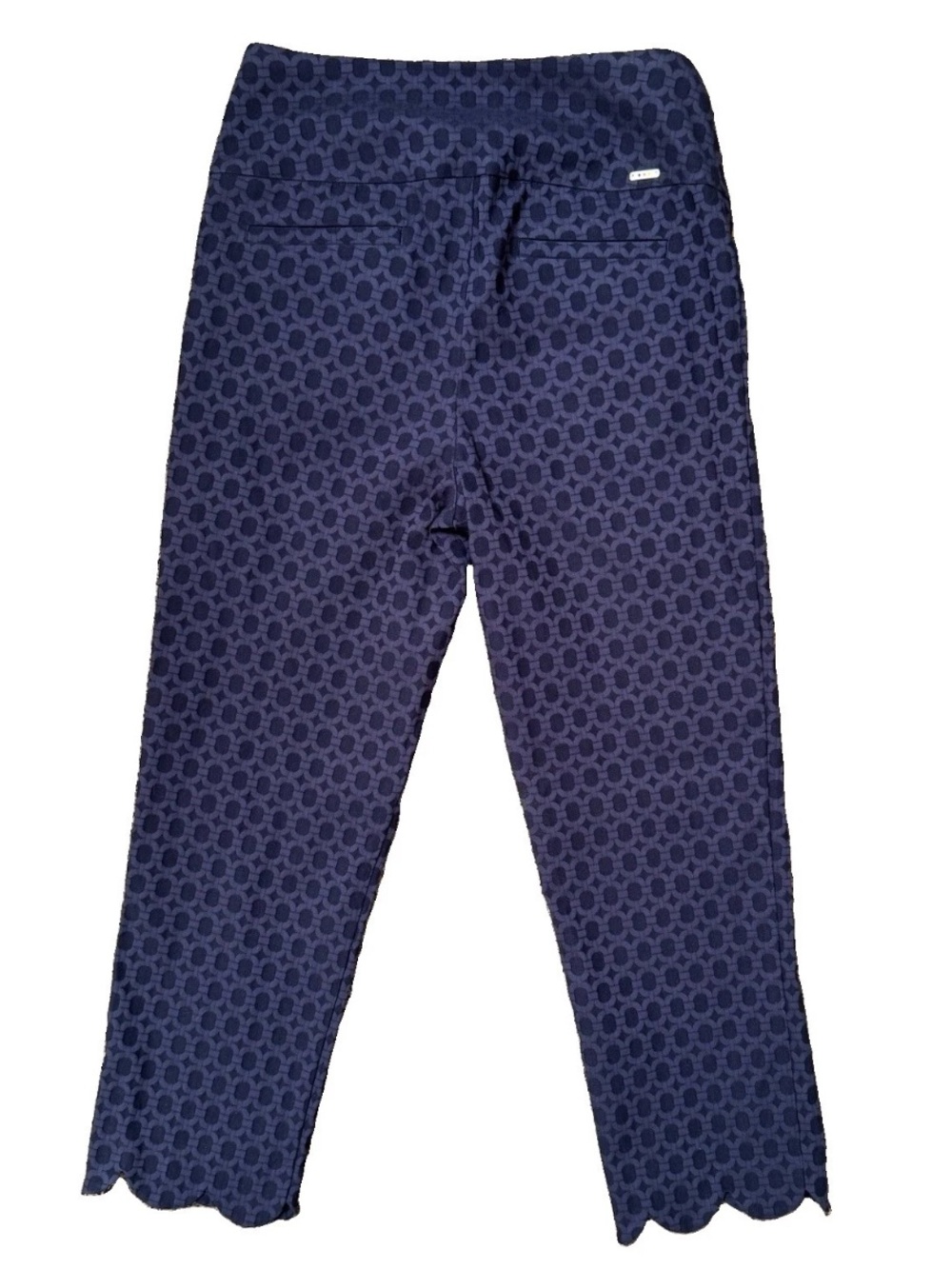 Swing Control Crop Golf Pants Women's 4 Navy Blue Geometric Scallop Hem Stretch - Picture 3 of 9